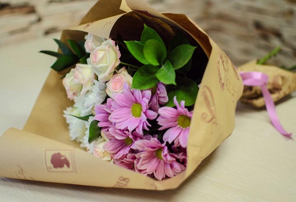 Букет цветов из: Розы и Хризантемы в Павловском Посаде