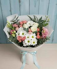 Букет цветов из:  Розы, Лизиантусы и Хризантемы в Павловском Посаде