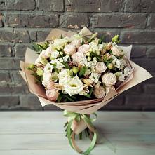 Букет цветов из:  Альстромерии, Розы и Хризантемы в Павловском Посаде