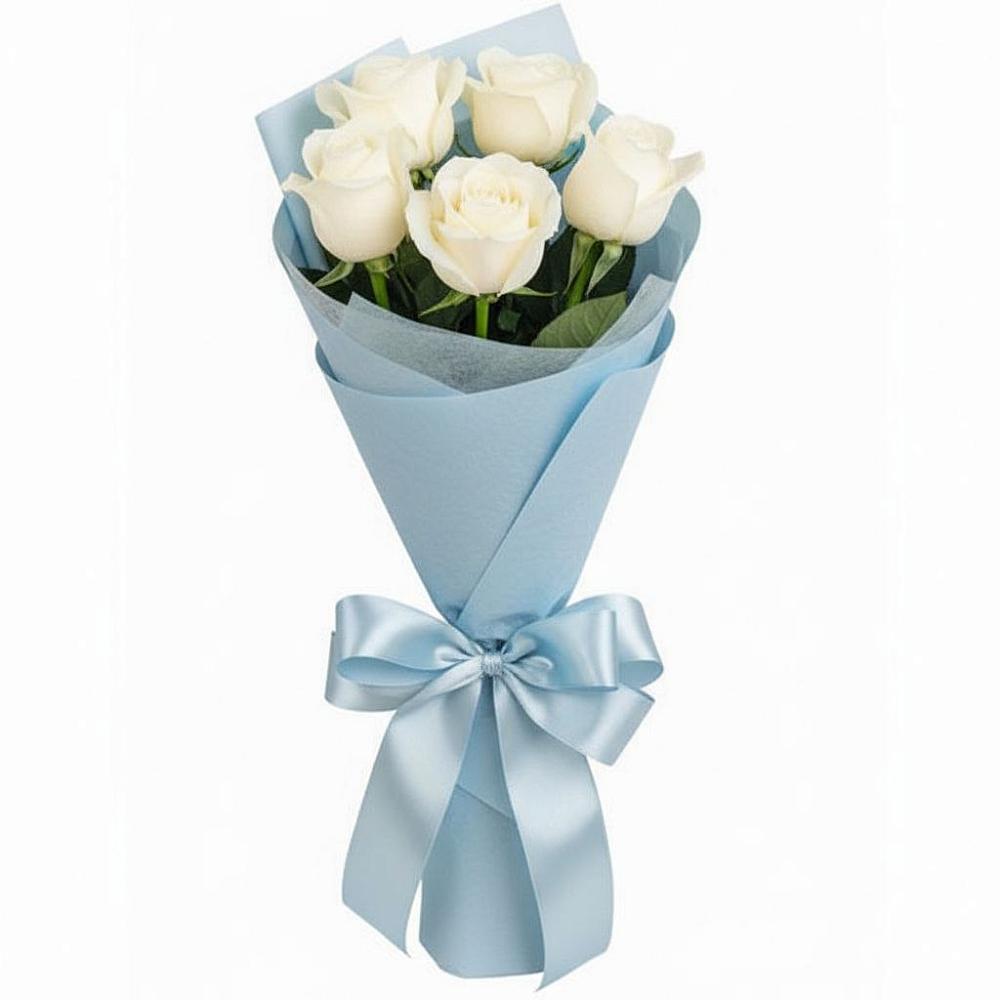 Букет 5 Белых роз Проуд в Павловском Посаде