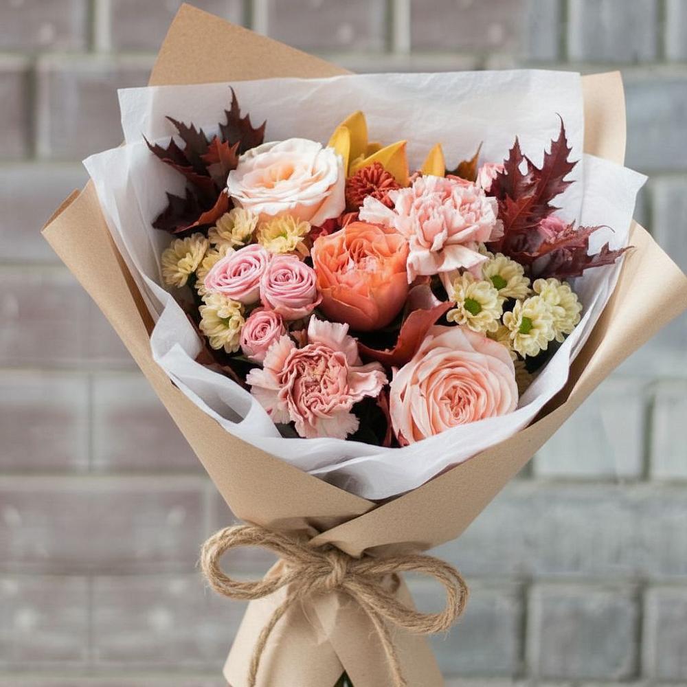 Букет цветов из: Гвоздики, Хризантемы и Розы в Павловском Посаде