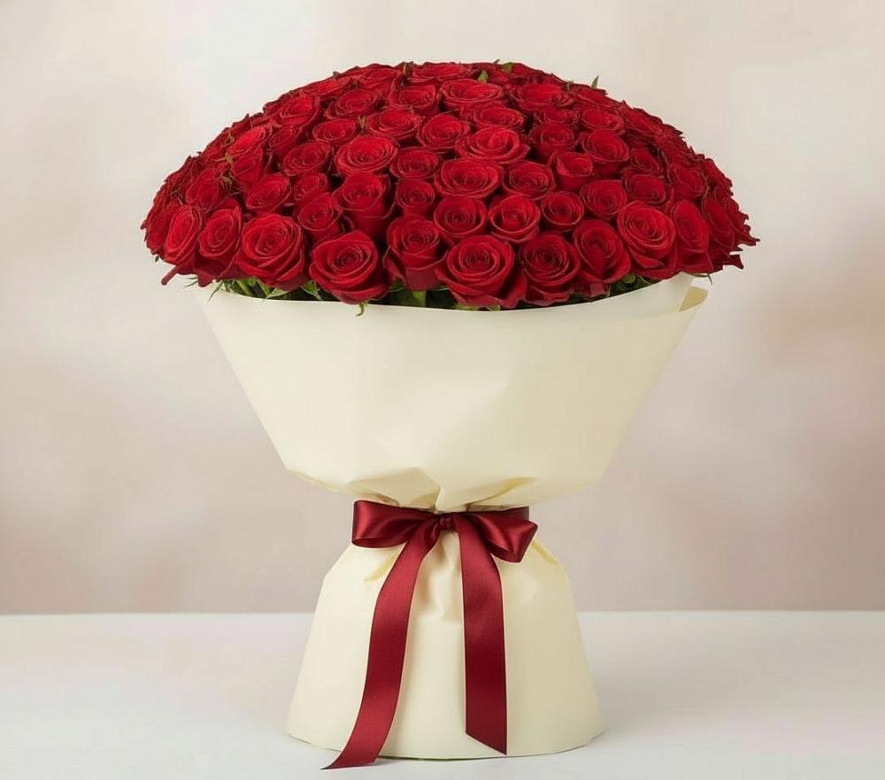 Букет 101 Красная роза Милано в Павловском Посаде