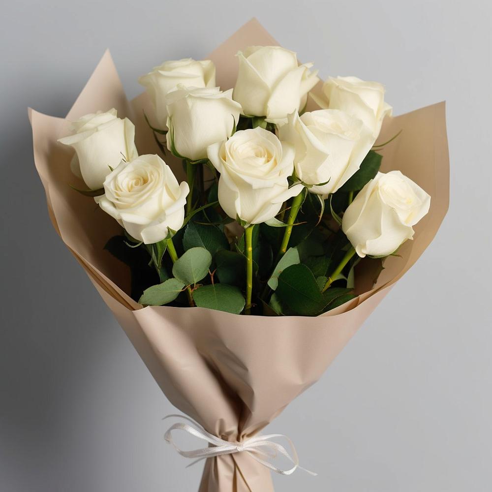 Букет 9 Белых роз Эдлесс Лав в Павловском Посаде