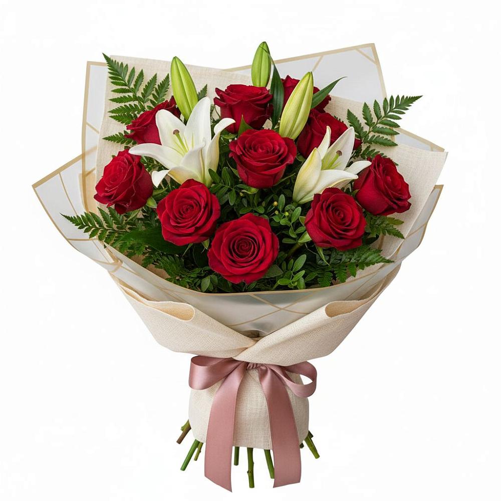 Букет цветов из: Лилии и Розы в Павловском Посаде