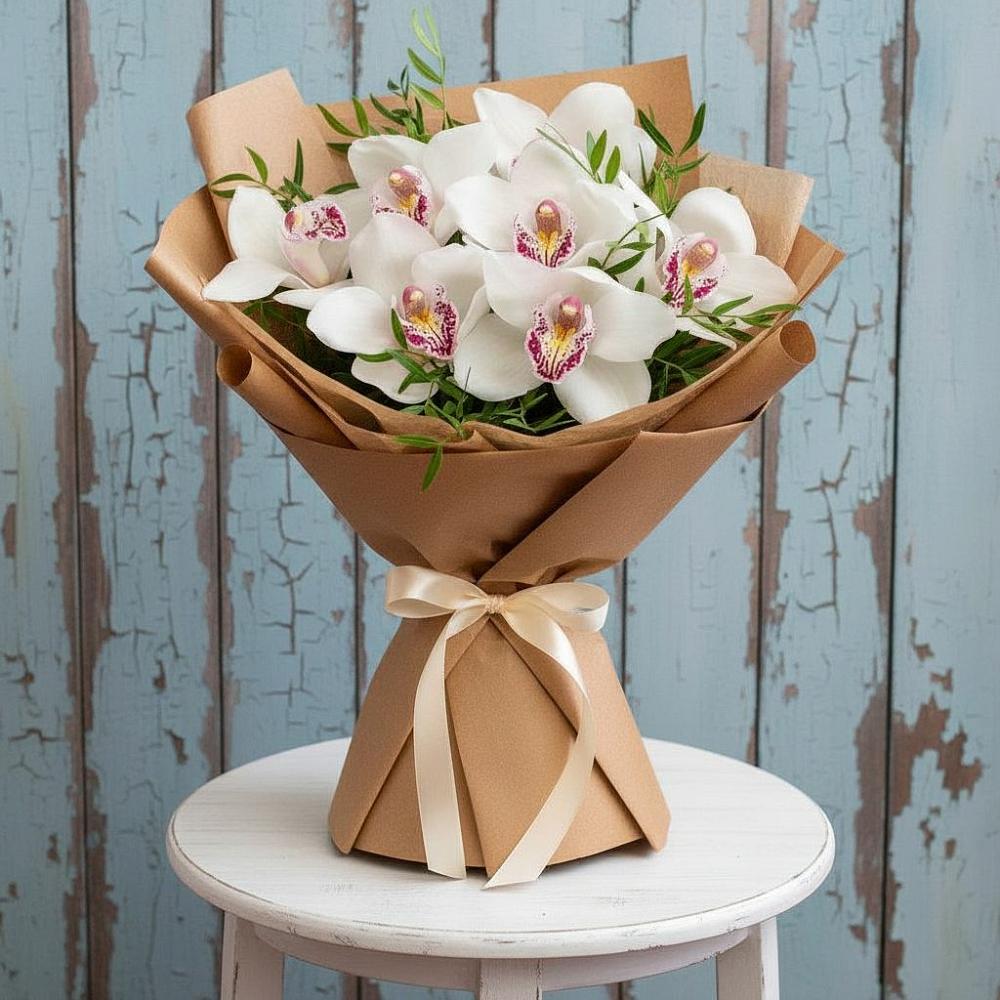 Букет цветов из: Орхидеи и Розы в Павловском Посаде
