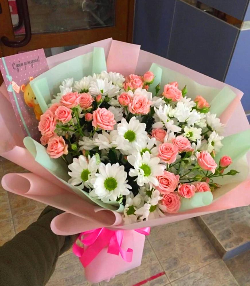 Букет цветов из: Розы и Хризантемы в Павловском Посаде