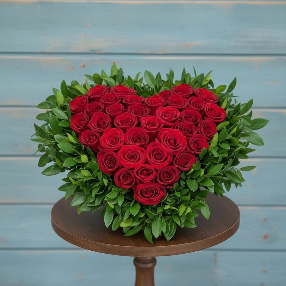 Цветочная композиция из Розы в виде сердца в Павловском Посаде