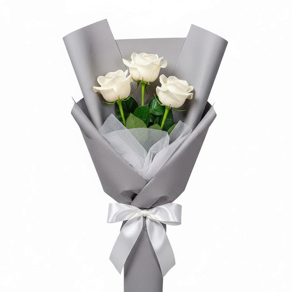 Букет 3 белые розы в Павловском Посаде