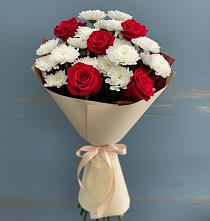 Букет цветов из:  Розы и Хризантемы в Павловском Посаде