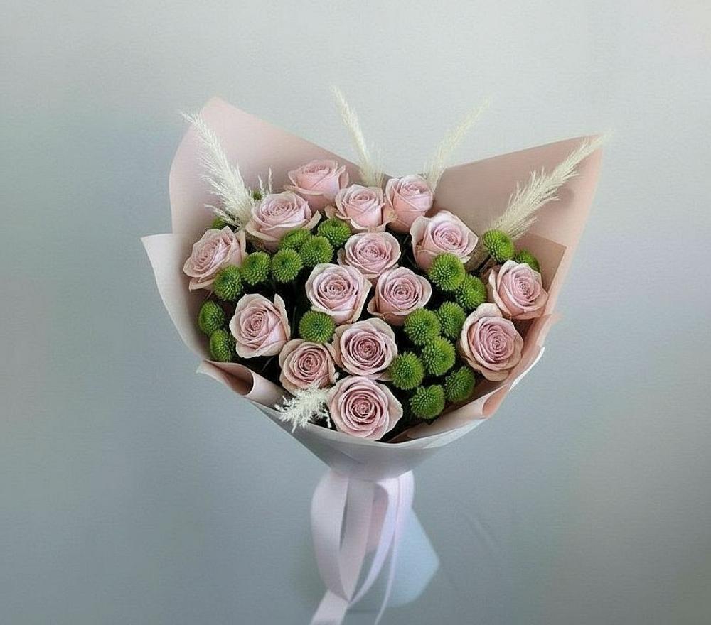 Букет цветов из: Розы и Хризантемы в Павловском Посаде