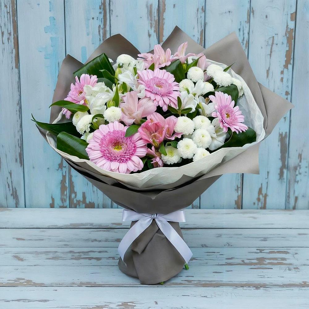 Букет цветов из: Герберы, Альстромерии и Хризантемы в Павловском Посаде