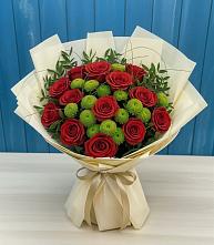 Букет цветов из:  Розы и Хризантемы в Павловском Посаде
