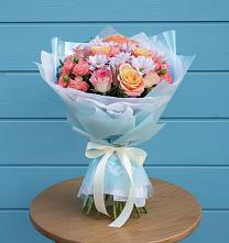 Букет цветов из:  Хризантемы и Розы в Павловском Посаде